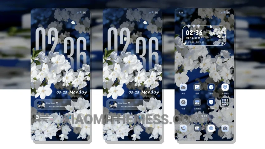 Cherry Blossom Night: The Delicate HyperOS Theme With Clock Depth