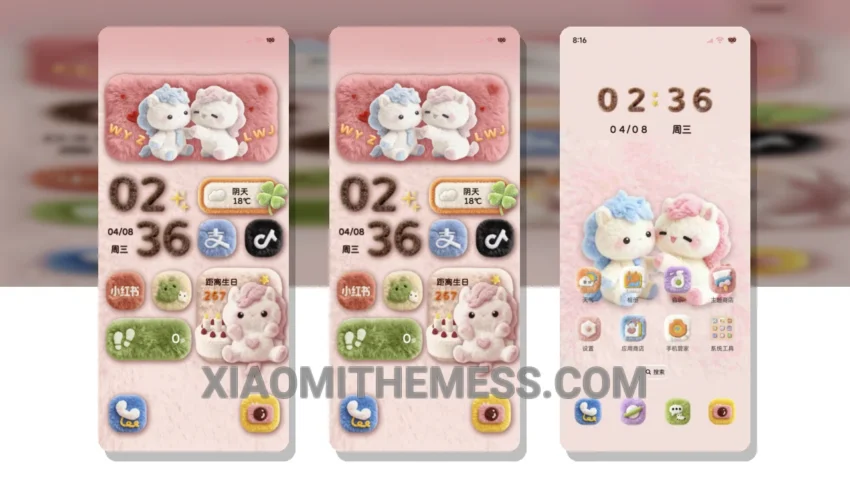 Couple Signature Fluffy Pony HyperOS Theme for Xiaomi and Redmi Phones
