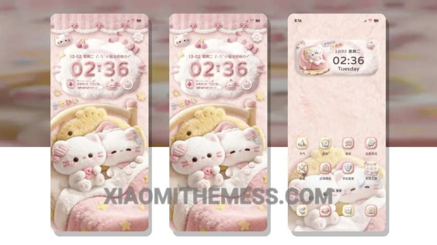 Soft Fluffy Kitten HyperOS Theme for Xiaomi and Redmi Phones