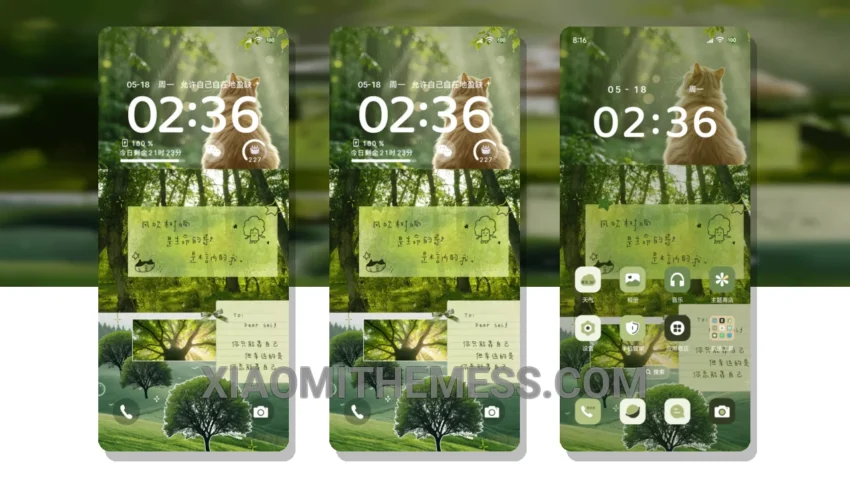 Green Mosaic Freedom HyperOS Theme for Xiaomi and Redmi Phones
