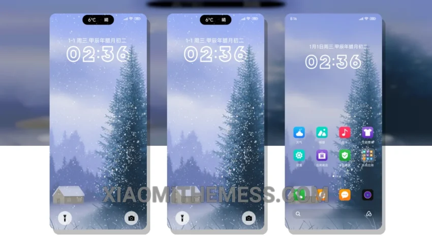 Winter Snow Depth MTZ Theme for Xiaomi HyperOS