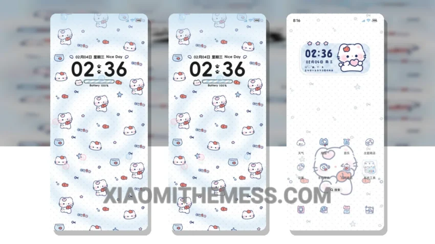 Lucky Blue Fish Cat HyperOS Theme for Xiaomi and Redmi Phones