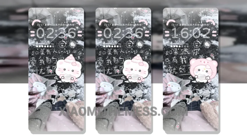 Snowy Kitten: Elegant Pastel Aesthetic Theme HyperOS Theme for Xiaomi and Redmi Phones