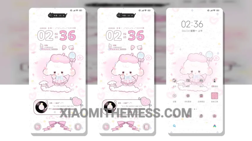 Cute Mimi Cat: Pastel Minimalism for Xiaomi Devices
