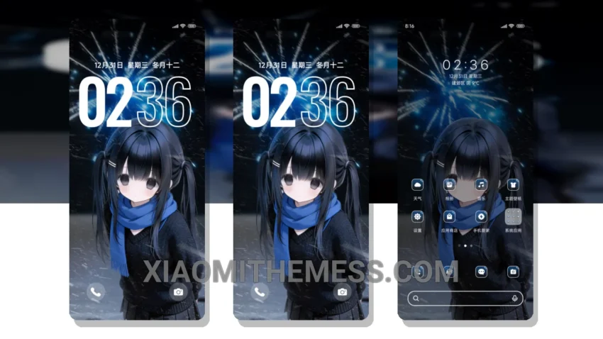 Blue Fireworks: The Dark Mode HyperOS Theme With a Unique Pastel Twist