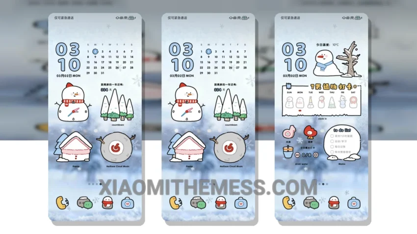 Warm Winter Snowman MIUI Themes for Xiaomi and Redmi Devices