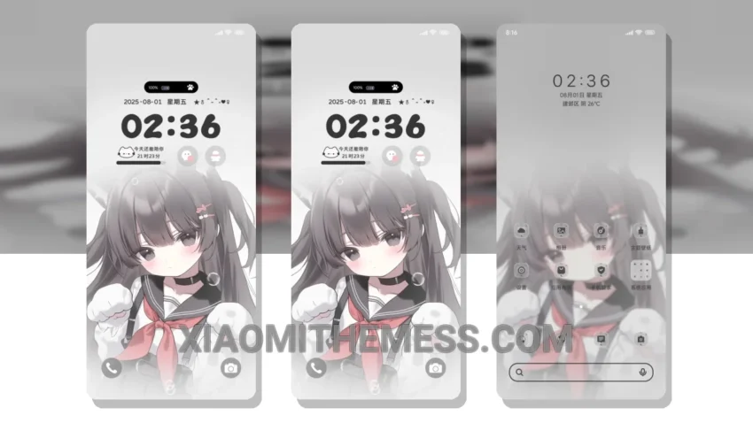 Selling Cute Cat Ears Girl: Whimsical Dark Mode HyperOS Theme
