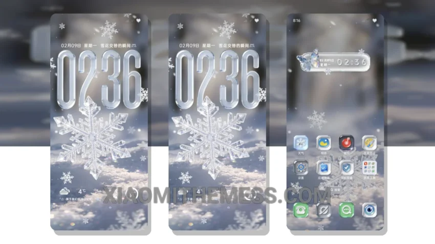 Deep Frosty Snowflake MIUI Themes for Xiaomi and Redmi Devices