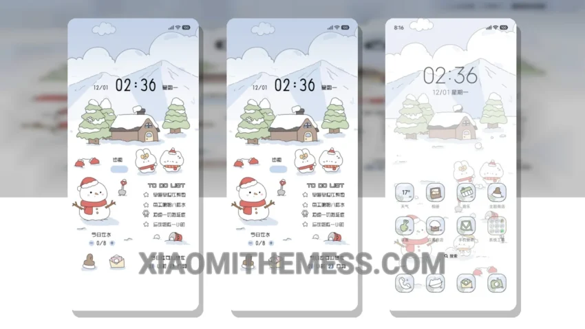 Loving Snowy Paradise: Minimal Winter White Landscape Theme for Xiaomi and HyperOS