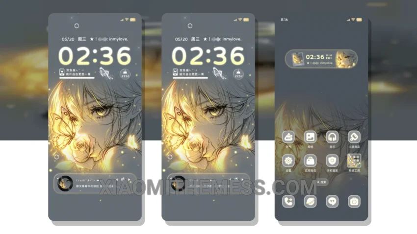 Grid Color Change Heartbeat Butterfly: The Delicate HyperOS Theme With a Touch of Elegance