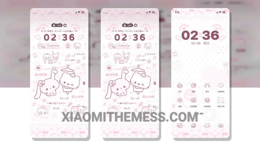 Pink Kitty Bunny HyperOS Theme: A Must-Have for Xiaomi and Redmi Phones