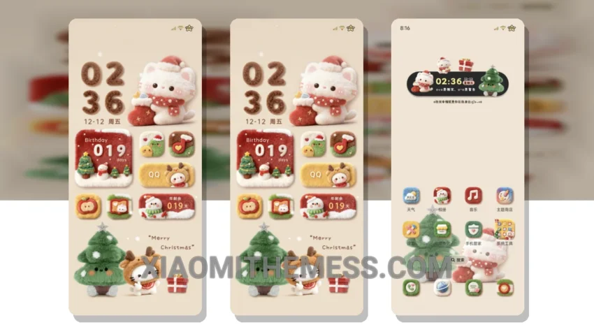 Christmas Cute Plush Icon HyperOS Theme for Xiaomi and Redmi Phones