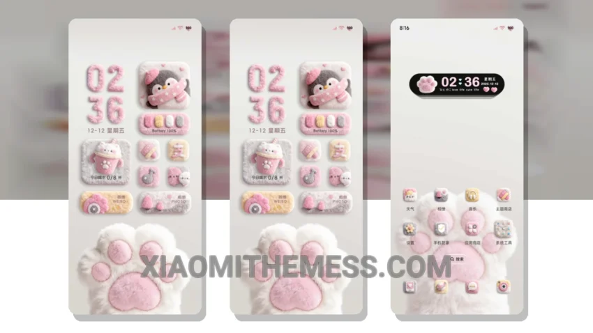 Fluffy Icon Dynamic Cat Paws: Pastel Aesthetic MTZ Theme