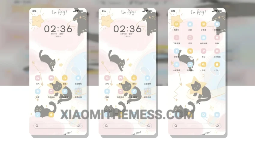 Cloud Black Cat MIUI Themes for Xiaomi and Redmi Devices