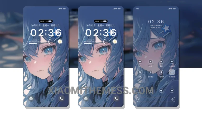 Heartbroken in the Second Dimension MTZ Theme for Xiaomi HyperOS