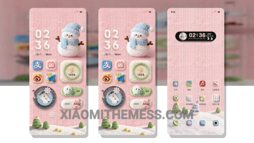 Knitted Snowman Icons MIUI Themes for Xiaomi and Redmi Devices