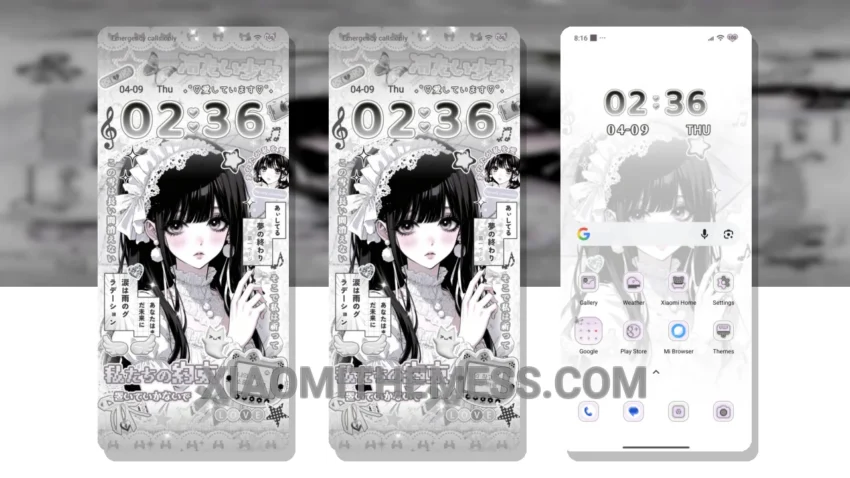 Anime Girl: The Dark Anime Dream HyperOS Theme With Neon Icons