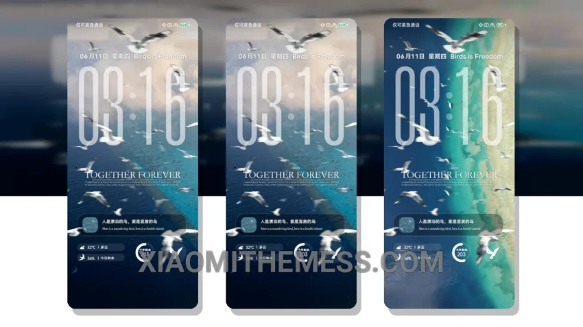 Birds Give Sky Poetry MIUI Themes for Xiaomi and Redmi Devices