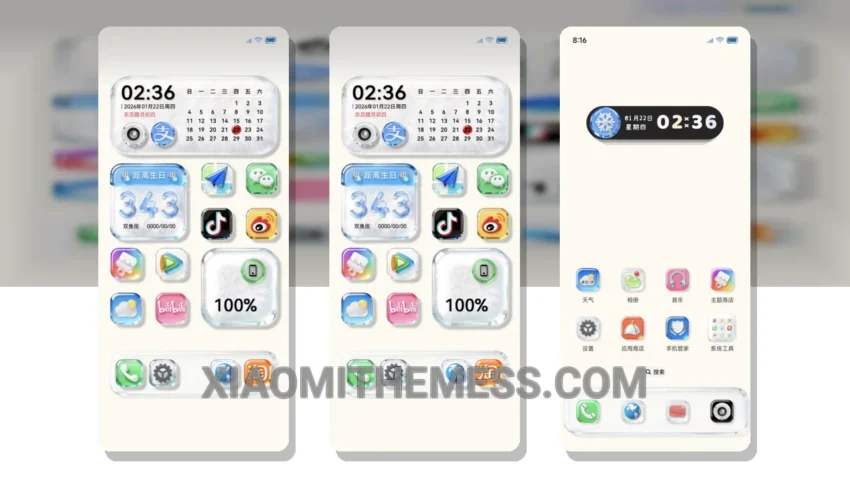 Native OS Glass Big Icon MIUI Themes for Xiaomi and Redmi Devices