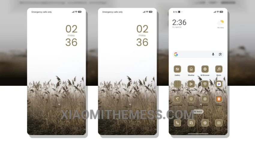 Brown Grass HyperOS Theme for Xiaomi and Redmi Phones