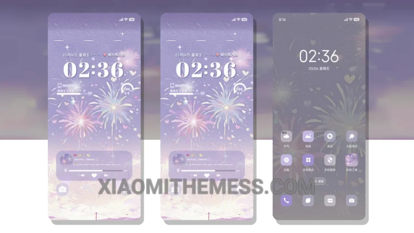 Sparkling Fireworks Night Sky HyperOS Theme for Xiaomi and Redmi Phones