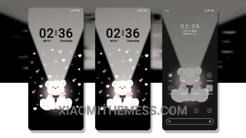 Troubled Bear Flashlight HyperOS Theme for Xiaomi and Redmi Phones