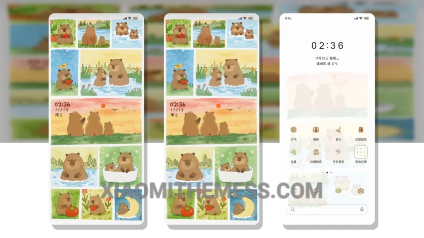 Happy Capybara: The Whimsical Pastel HyperOS Theme