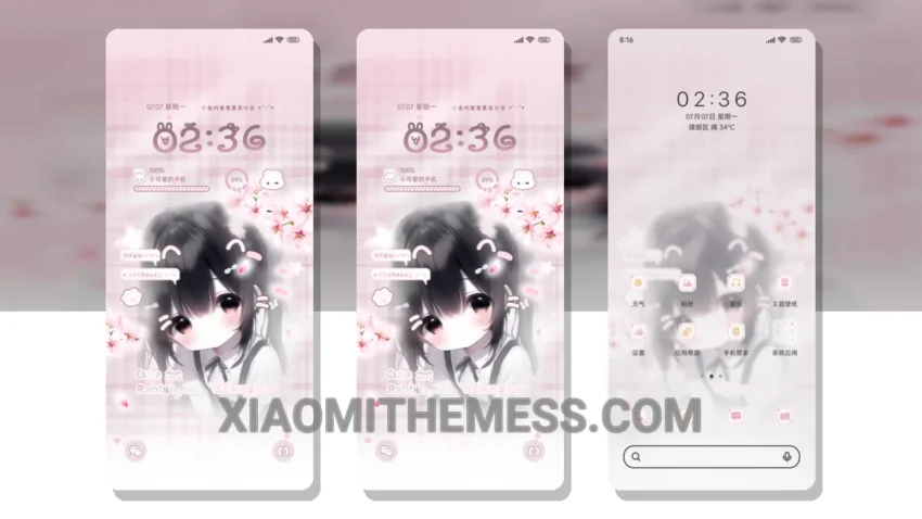 Sweet Pastry Cute Rabbit Girl: The Minimalist HyperOS Theme With a Touch of Whimsy