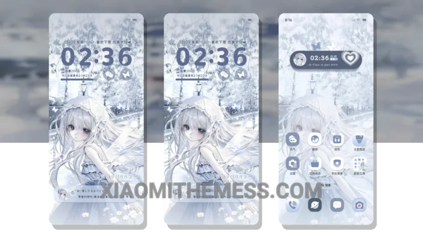 OS Atmosphere Blue Girl MIUI Themes for Xiaomi and Redmi Devices