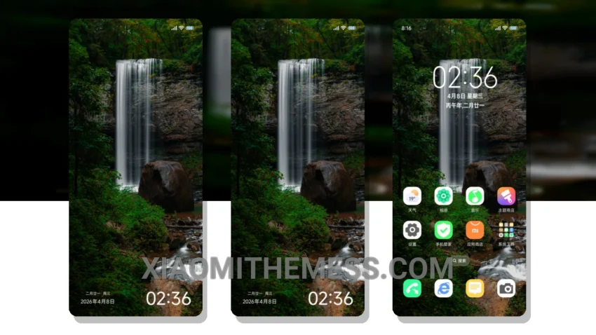 Landscape Waterfall Eye Care HyperOS Theme for Xiaomi and Redmi Phones