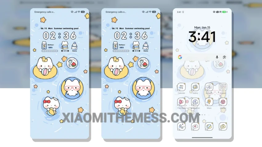 Pool Kitty Summer HyperOS Theme for Xiaomi and Redmi Phones
