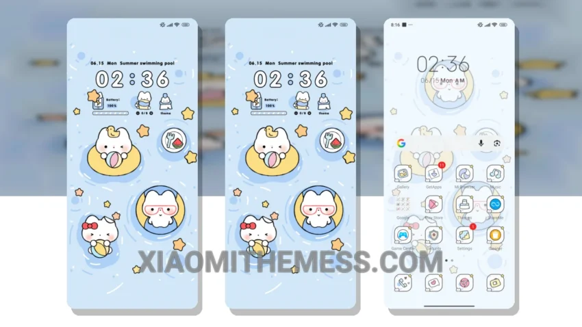 Pool Kitty Summer MIUI Themes for Xiaomi and Redmi Devices
