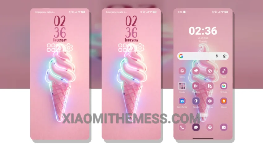 Neon Ice Cream Theme: Vibrant Pastel Design for Xiaomi and Redmi Devices