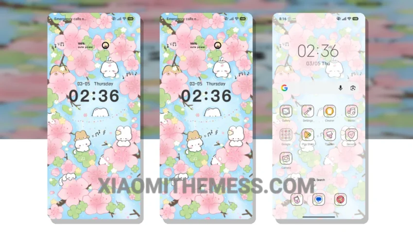 Spring Peach Kitty HyperOS Theme for Xiaomi and Redmi Phones