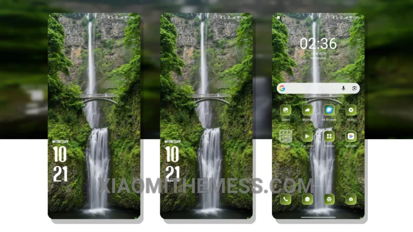 Waterfall HyperOS Theme: Minimal Pastel Aesthetic for Xiaomi