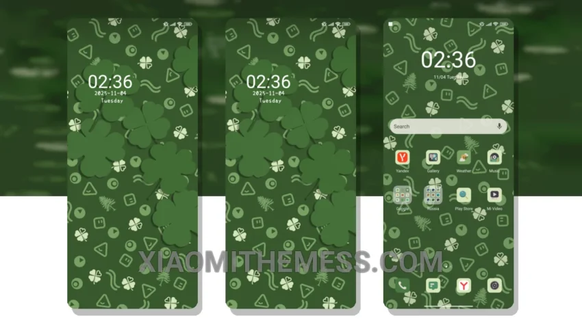 Lucky Green Clover HyperOS Theme for Xiaomi and Redmi Phones