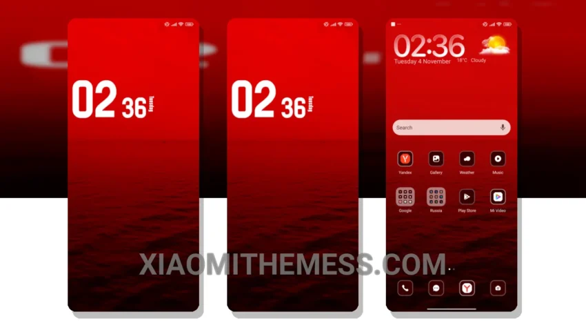 Red Water: Elegant Dark Mode Theme for Xiaomi and Redmi Phones