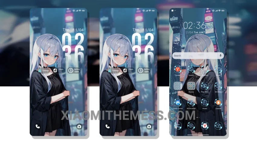 Silver Night City: Elegant Dark Mode Theme for Xiaomi and Redmi Devices